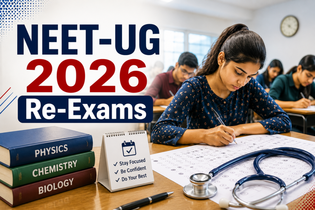 NEET-UG 2026 Re-Exams में परीक्षा देते छात्र, देशभर में री-एग्जाम आयोजित