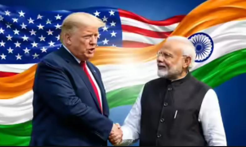 डोनाल्ड ट्रंप और नरेंद्र मोदी की मुलाकात से जुड़ी प्रतीकात्मक तस्वीर
