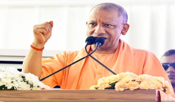 CM Yogi Adityanath addressing a public rally in Bulandshahr and inaugurating development projects