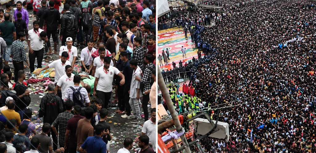 पुरी भगवान जगन्नाथ रथयात्रा के दौरान भारी भीड़, भगदड़ जैसे हालात और मौके पर राहत एवं बचाव कार्य।