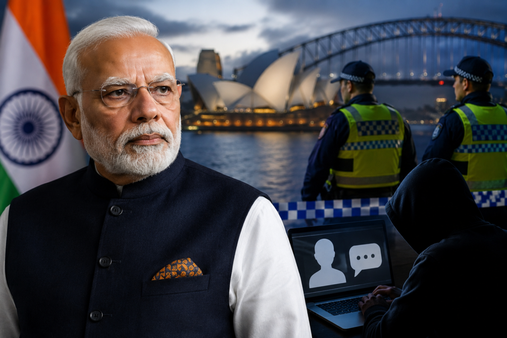 प्रधानमंत्री नरेंद्र मोदी के ऑस्ट्रेलिया दौरे से पहले सोशल मीडिया पर मिली जान से मारने की धमकी के बाद जांच में जुटी मेलबर्न पुलिस।