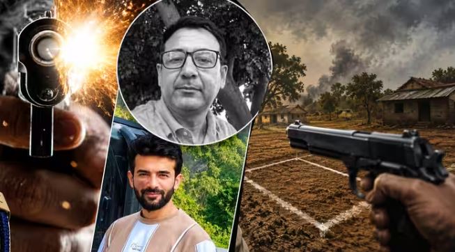 मोदीनगर के बुदाना गांव में संपत्ति विवाद में बेटे द्वारा पिता की गोली मारकर हत्या के बाद जांच करती पुलिस।