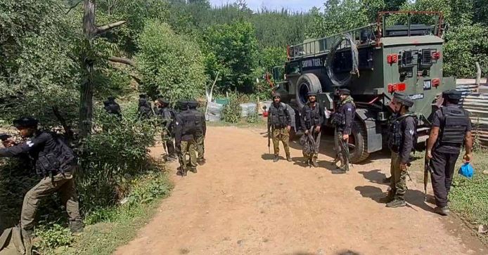 Police security personnel deployed after terror attack in Anantnag Jammu and Kashmir