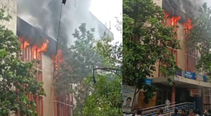लखनऊ के जवाहर भवन की चौथी मंजिल पर लगी भीषण आग