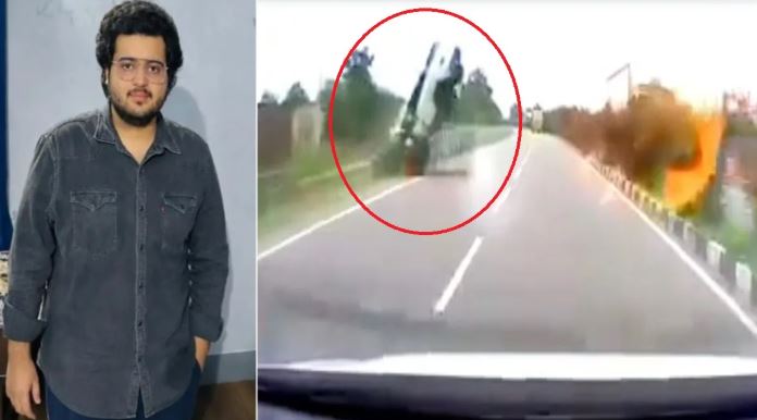 अतीक अहमद के बेटे अबान अहमद के सड़क हादसे में डिवाइडर से टकराती क्रेटा कार