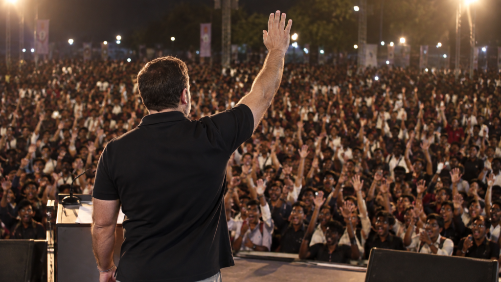 छात्रों की गूंज कार्यक्रम में राहुल गांधी का संबोधन