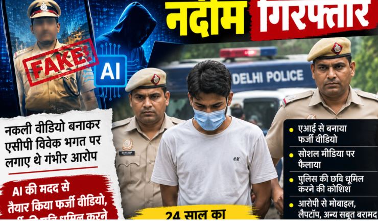 Delhi Police साइबर सेल ने ACP विवेक भगत को लेकर कथित फर्जी AI वीडियो प्रसारित करने के मामले में 24 वर्षीय युवक को गिरफ्तार किया।