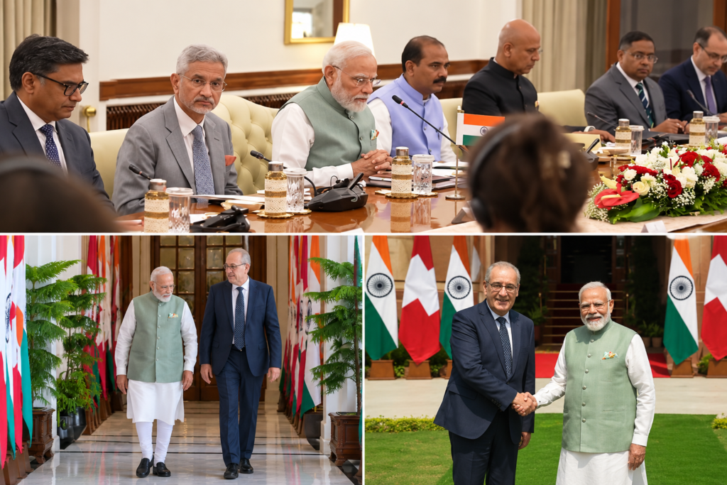 भारत-स्विट्जरलैंड द्विपक्षीय वार्ता: PM मोदी और गाइ परमेलिन की मुलाकात हैदराबाद हाउस में