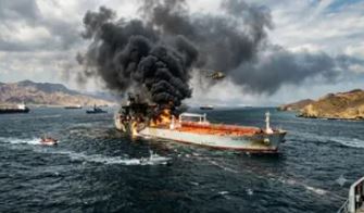 Strait of Hormuz में MT Kazimah III crude oil tanker को projectile से निशाना बनाए जाने के बाद पांच भारतीय नागरिकों को सुरक्षित बचाया गया।